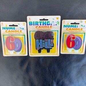 Over the hill/60th birthday candle bundle (set of 3) New